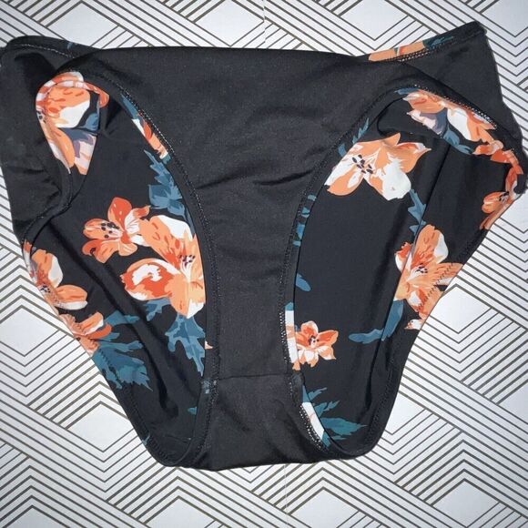 Cupshe Women's Bikini Bottom Size Large Black Multicolor Floral Print Swimwear‎ - Picture 4 of 6